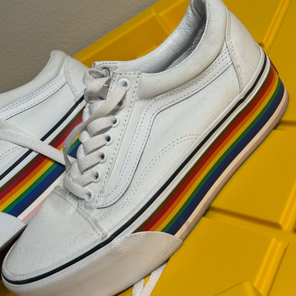Vans Old Skool Stac PRIDE Rainbow White Stacked Sneakers Shoes Unisex
